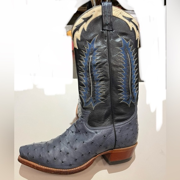 Men’s Tony Lama denim blue full quill ostrich 9EE/(9 1/2D) - Picture 6 of 13